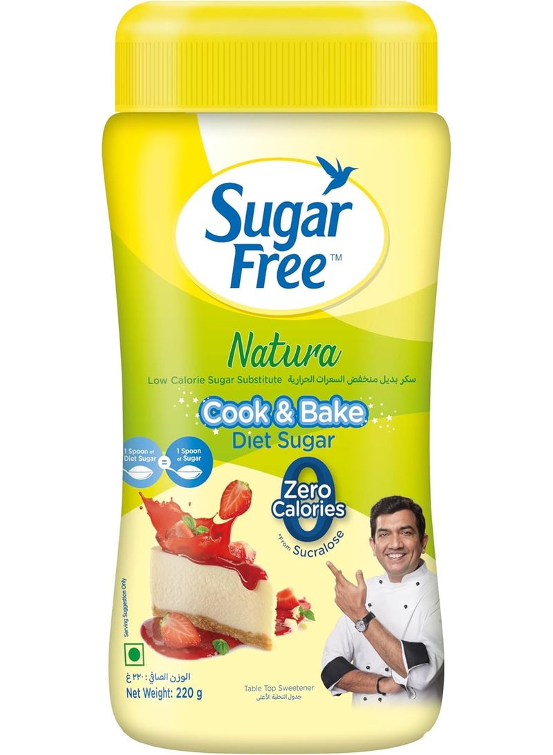 Sugar Free Natura Zero Calorie Sugar Substitute Cook & Bake Diet Sugar 220G - Image 1
